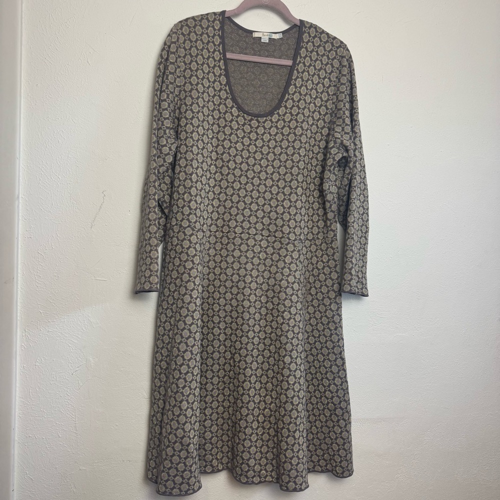 Boden Metallic Geometrical Knit ALine Long‎ sleeve Dress